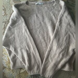Abercrombie and Fitch Oversized Tan Boatneck Sweater